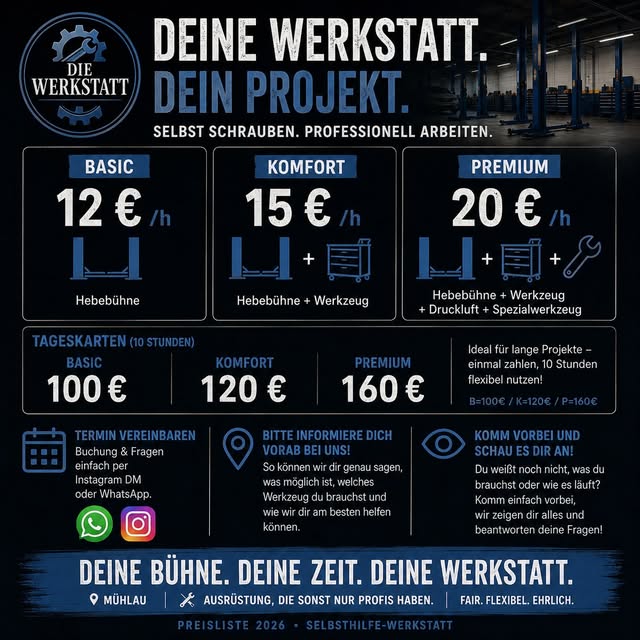 Tarife und Werkstattnutzung
